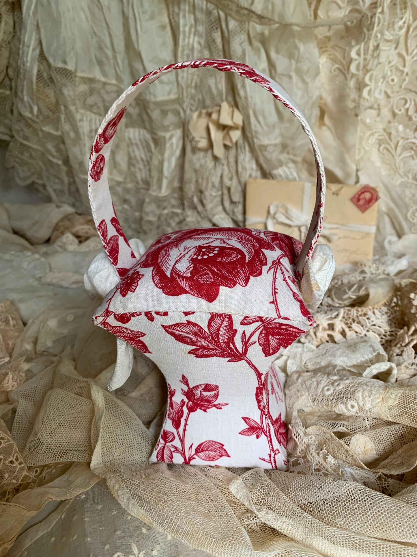 French Rose Basket Pincushion