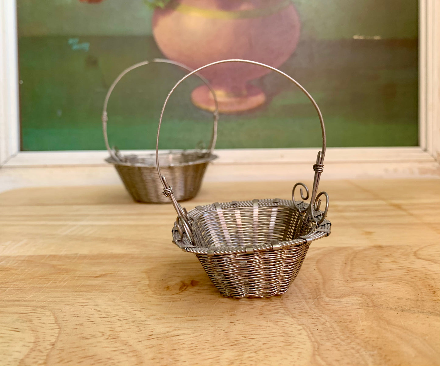 Vintage Silver Nesting Baskets, Set of 3