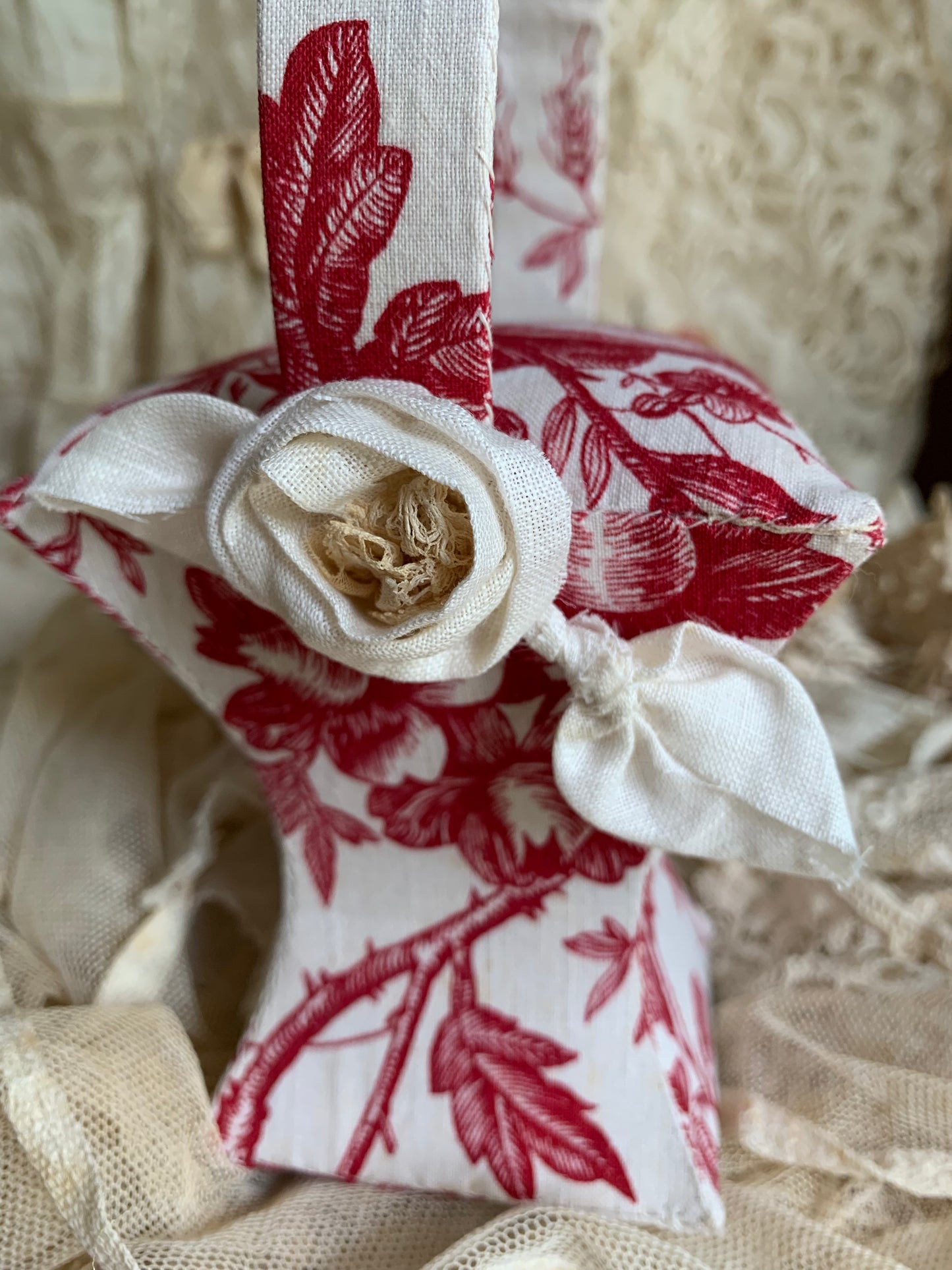 French Rose Basket Pincushion