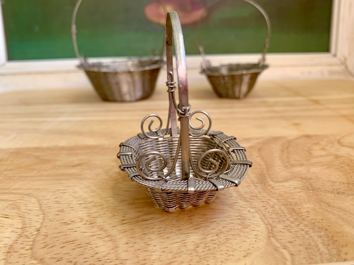 Vintage Silver Nesting Baskets, Set of 3