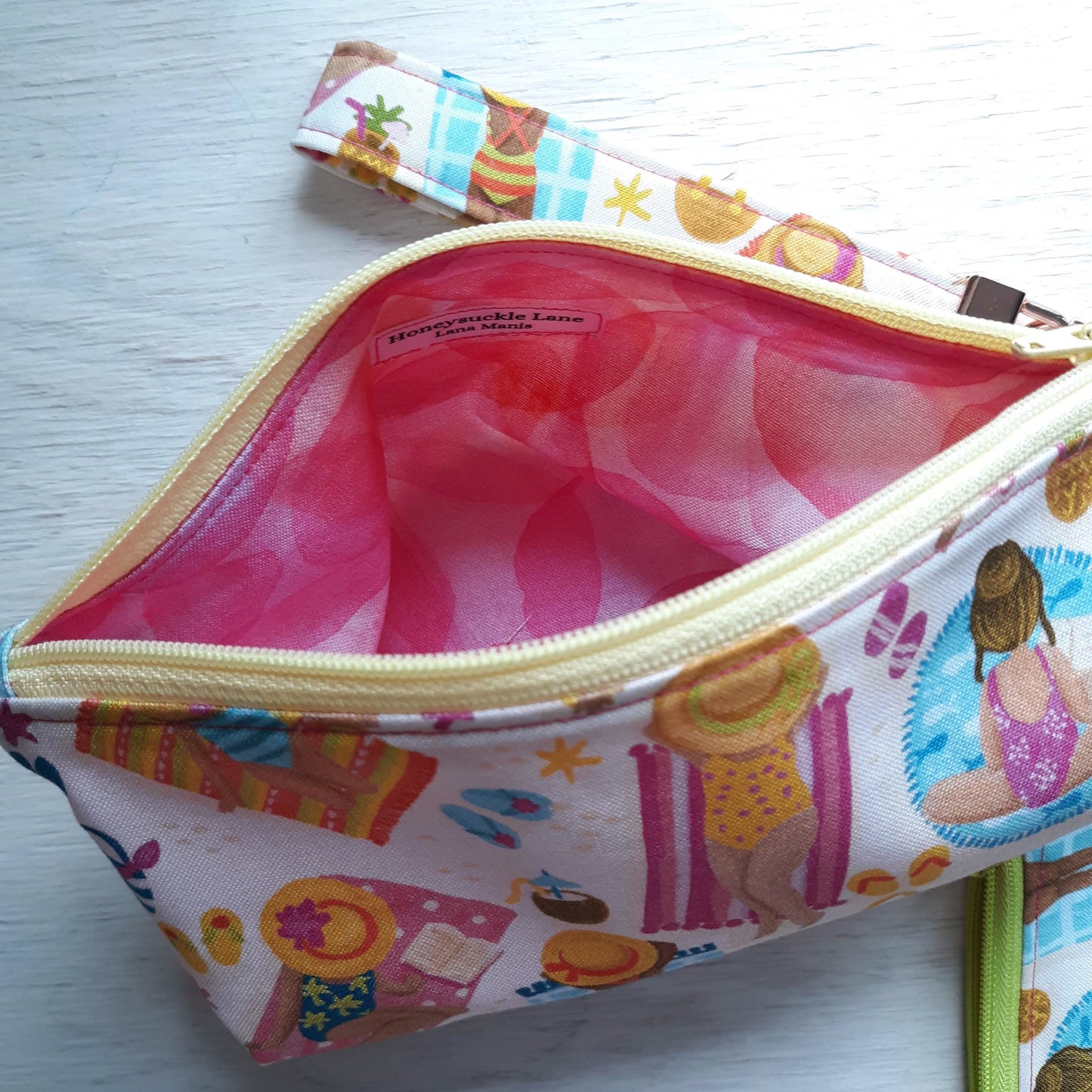 Summertime Beach Zipper Pouch with optional Key Fob