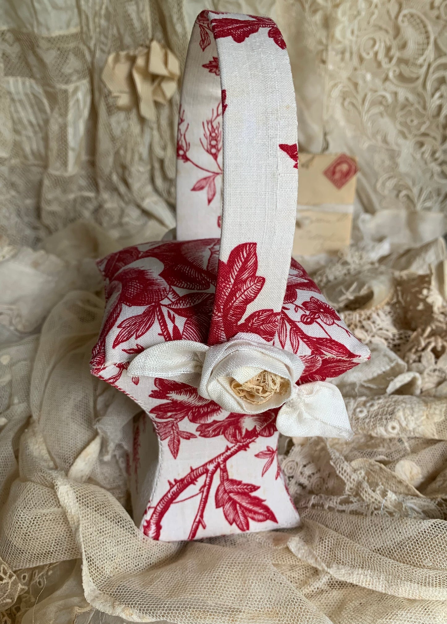 French Rose Basket Pincushion