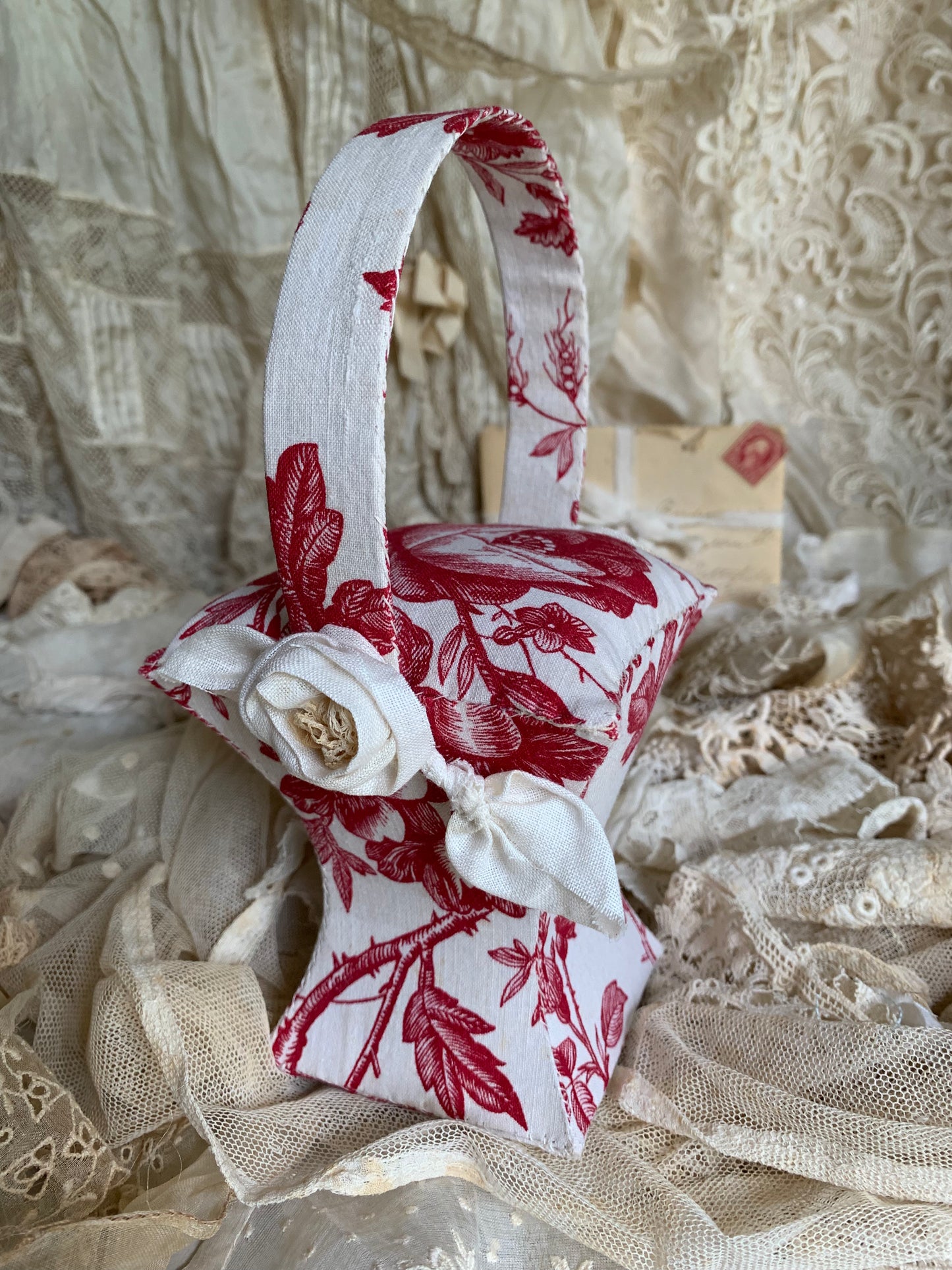 French Rose Basket Pincushion