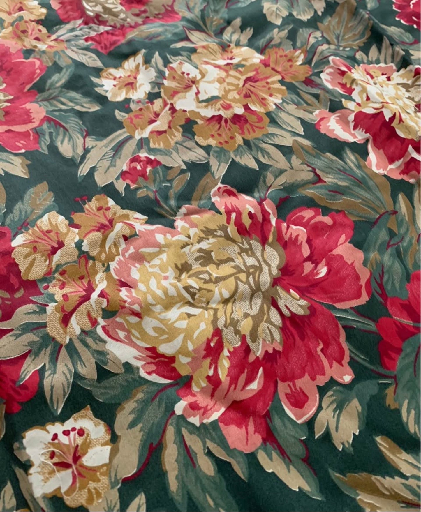 Vintage Floral Pinch Pleat Curtains, 2 Sets (4 Panels)