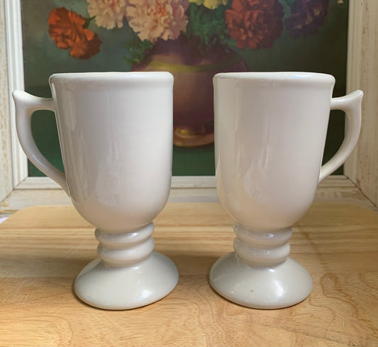 2 Sterling Vintage White Pedestal Chocolate Mugs