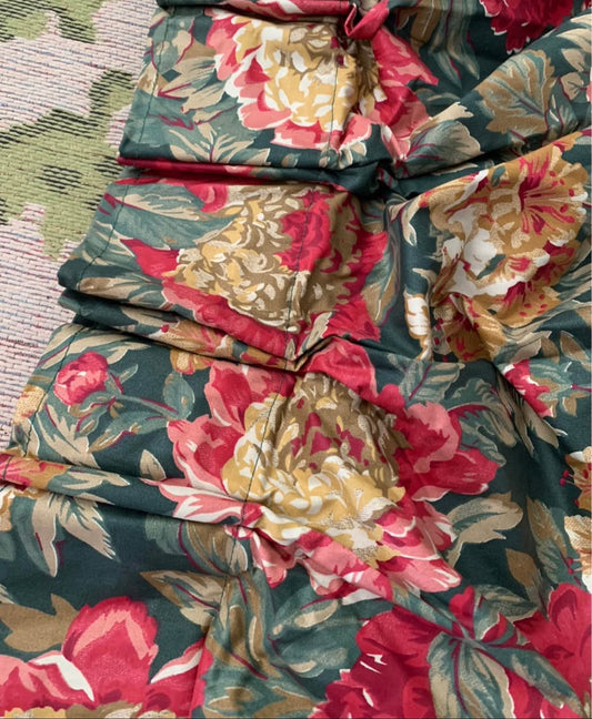 Vintage Floral Pinch Pleat Curtains, 2 Sets (4 Panels)