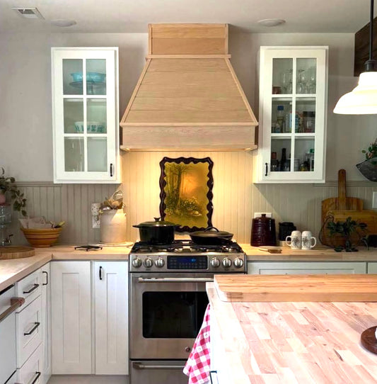 Custom Handcrafted Range Cover - Style: Shiplap / Traditional Chimney