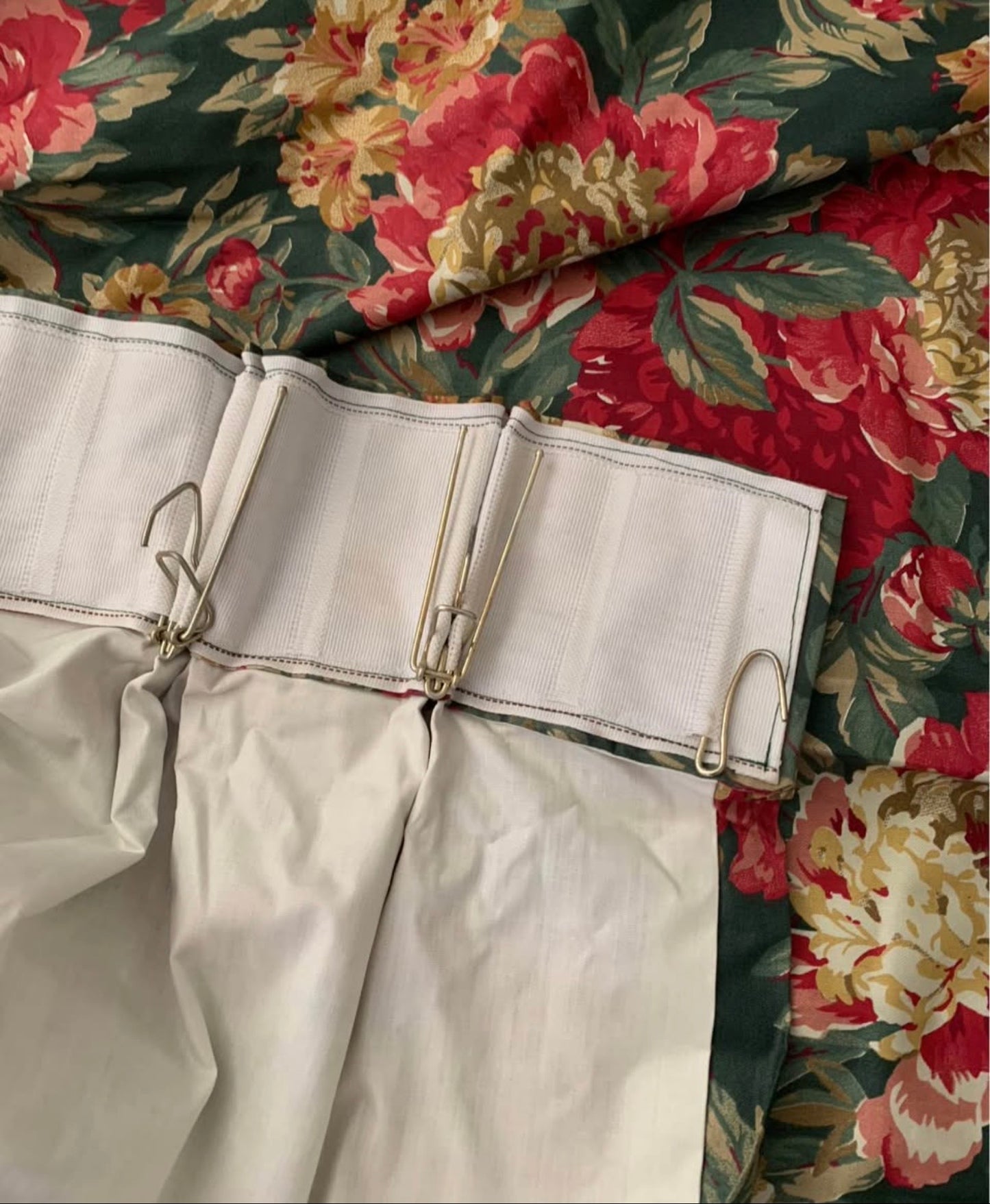 Vintage Floral Pinch Pleat Curtains, 2 Sets (4 Panels)