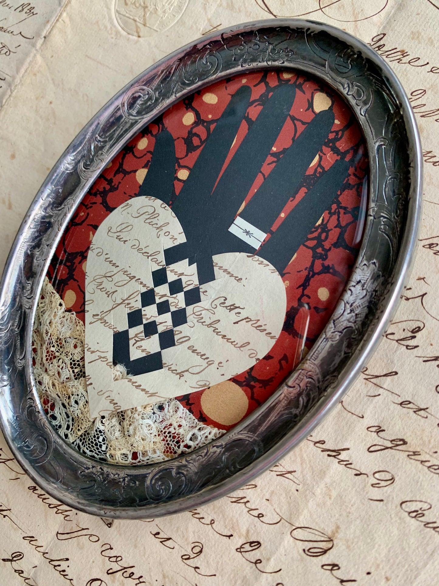 An Old Fashioned Love - Antique Convex Glass Love Token