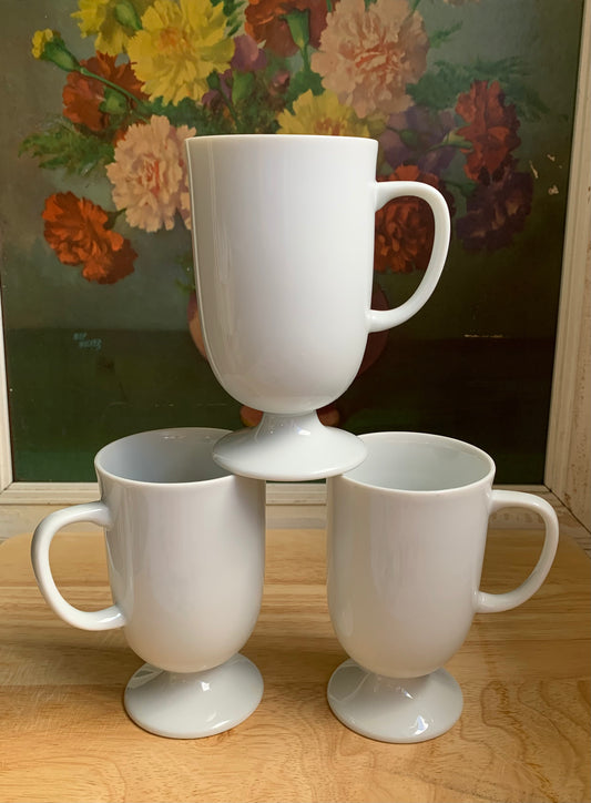 3 Vintage White Pedestal Chocolate Mug