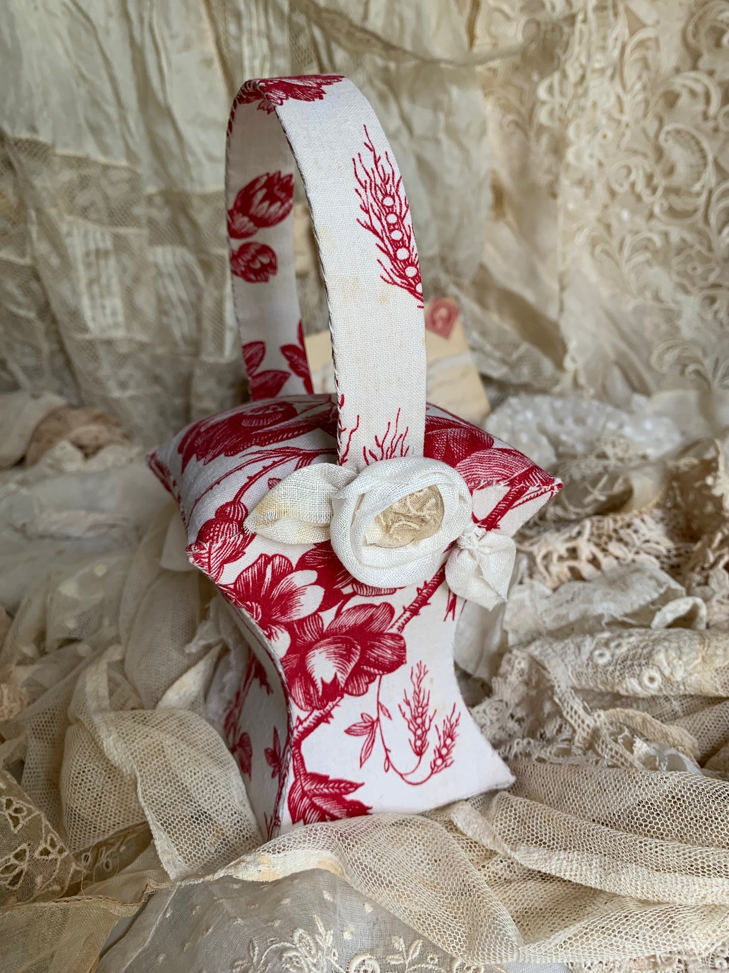 French Rose Basket Pincushion