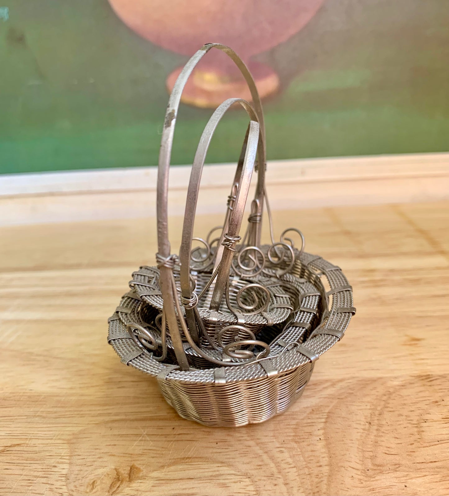 Vintage Silver Nesting Baskets, Set of 3