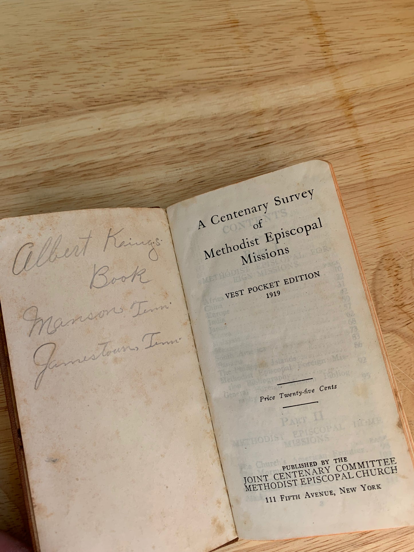 1919 Antique Methodist Pocket Book