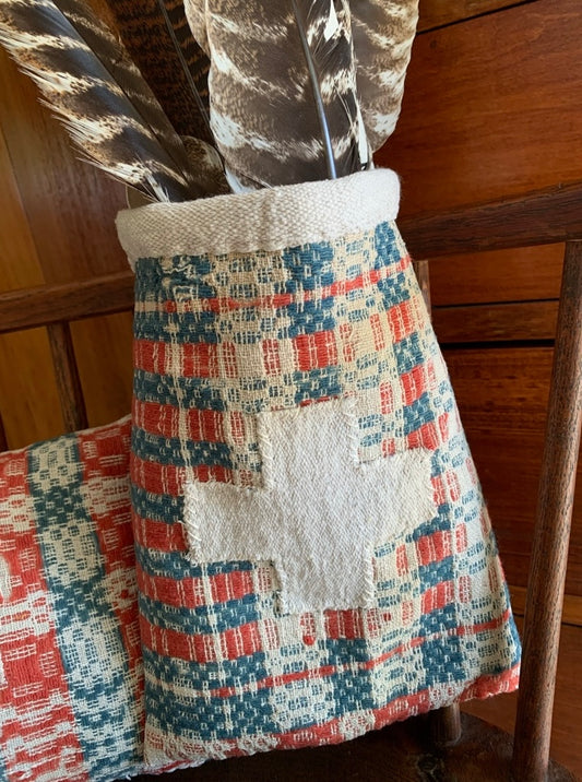 Antique Coverlet Swiss Cross Pocket