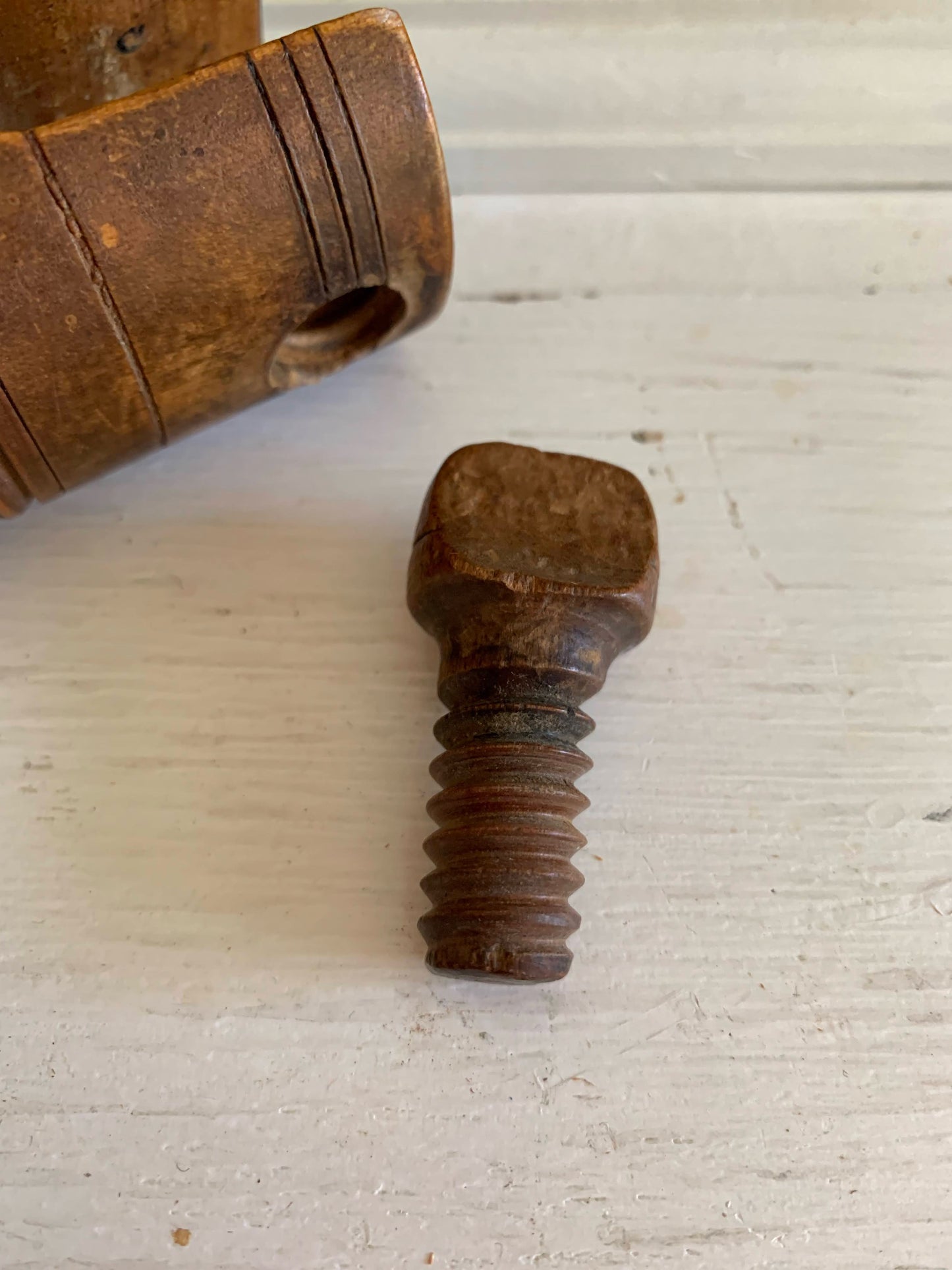 Antique Wood & Silk Sewing Clamp