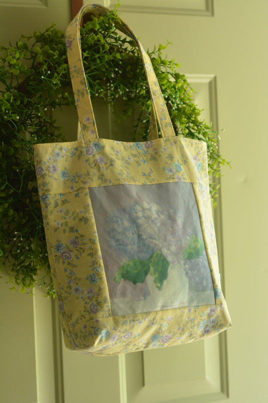 Hydrangeas on Yellow Floral Market Tote Bag