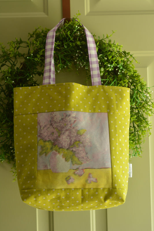 Lilacs & Polka Dots Market Tote Bag