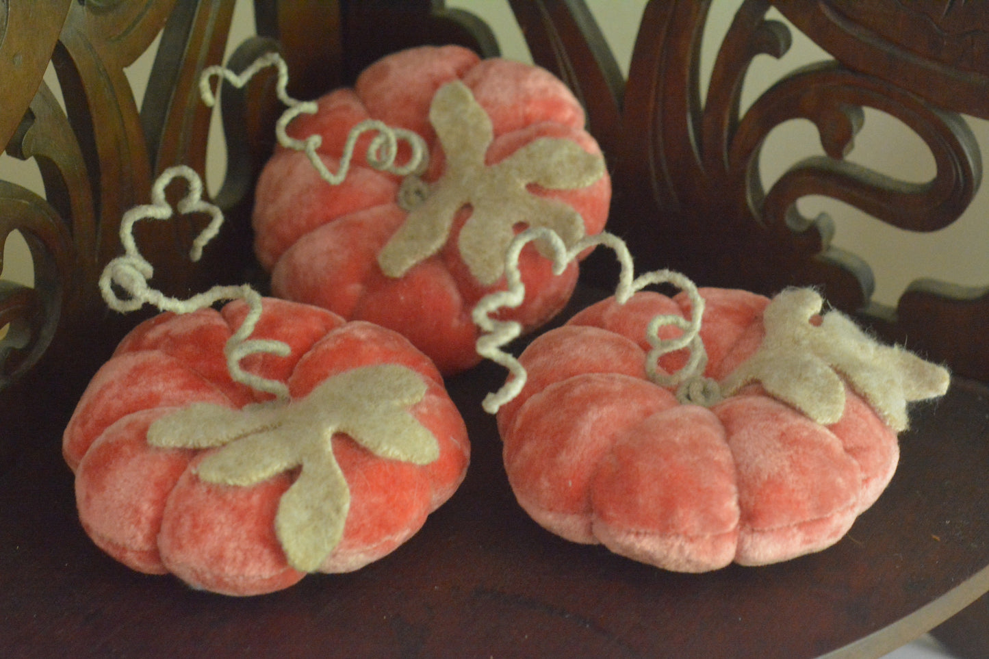 Vintage Velvet Pumpkins - Salmon Peachy Pink