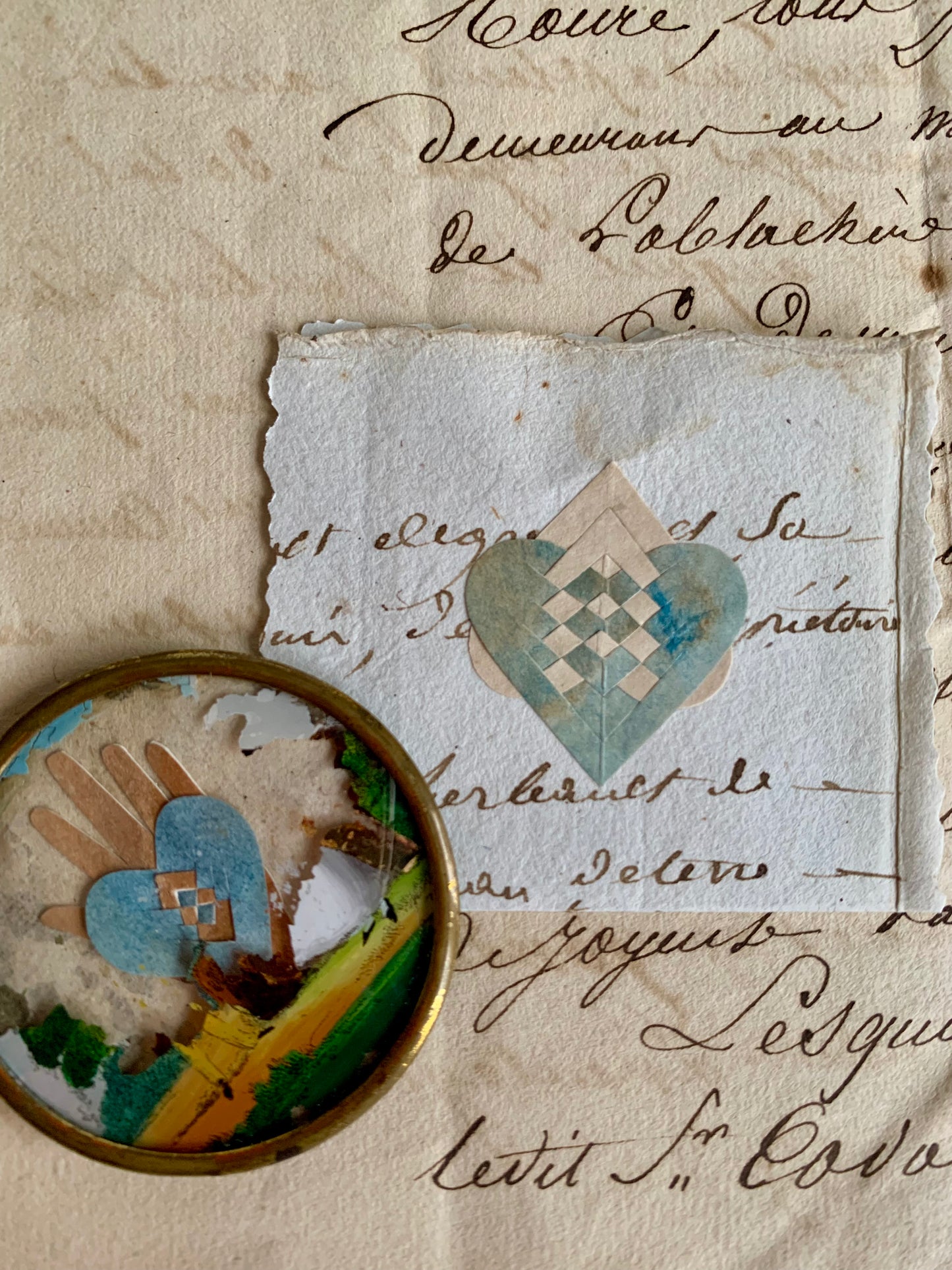 Timeless Love - Heart in Hand - Antique Mirror in Antique Velvet Presentation Case