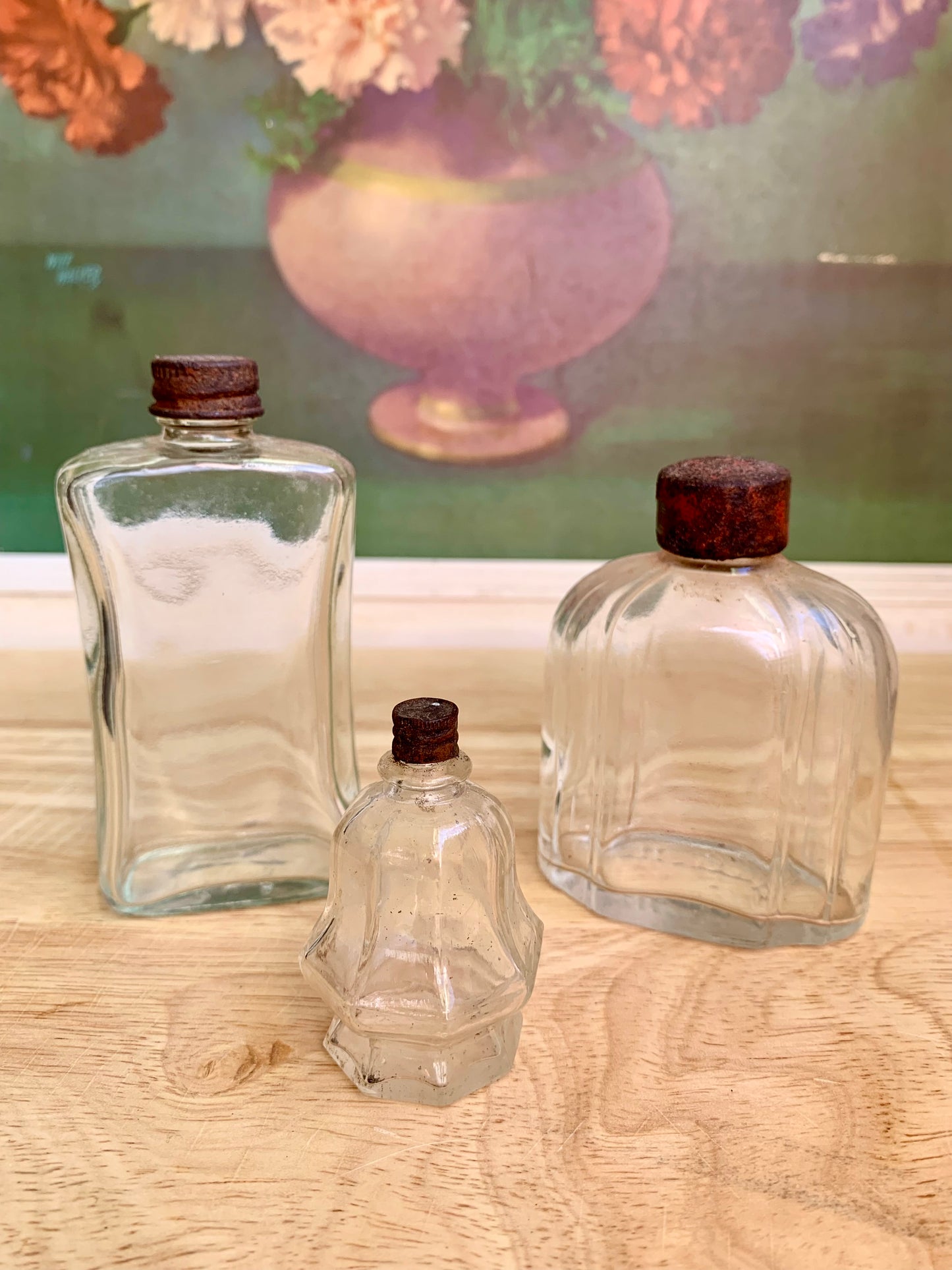 3 Antique Glass Perfume Bottles