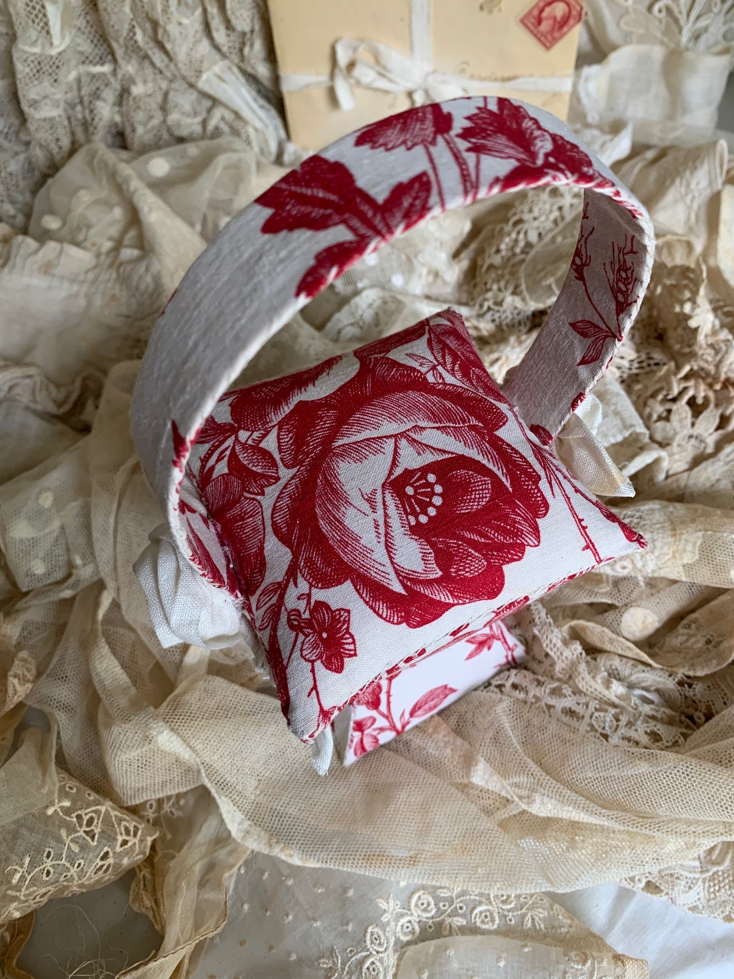 French Rose Basket Pincushion
