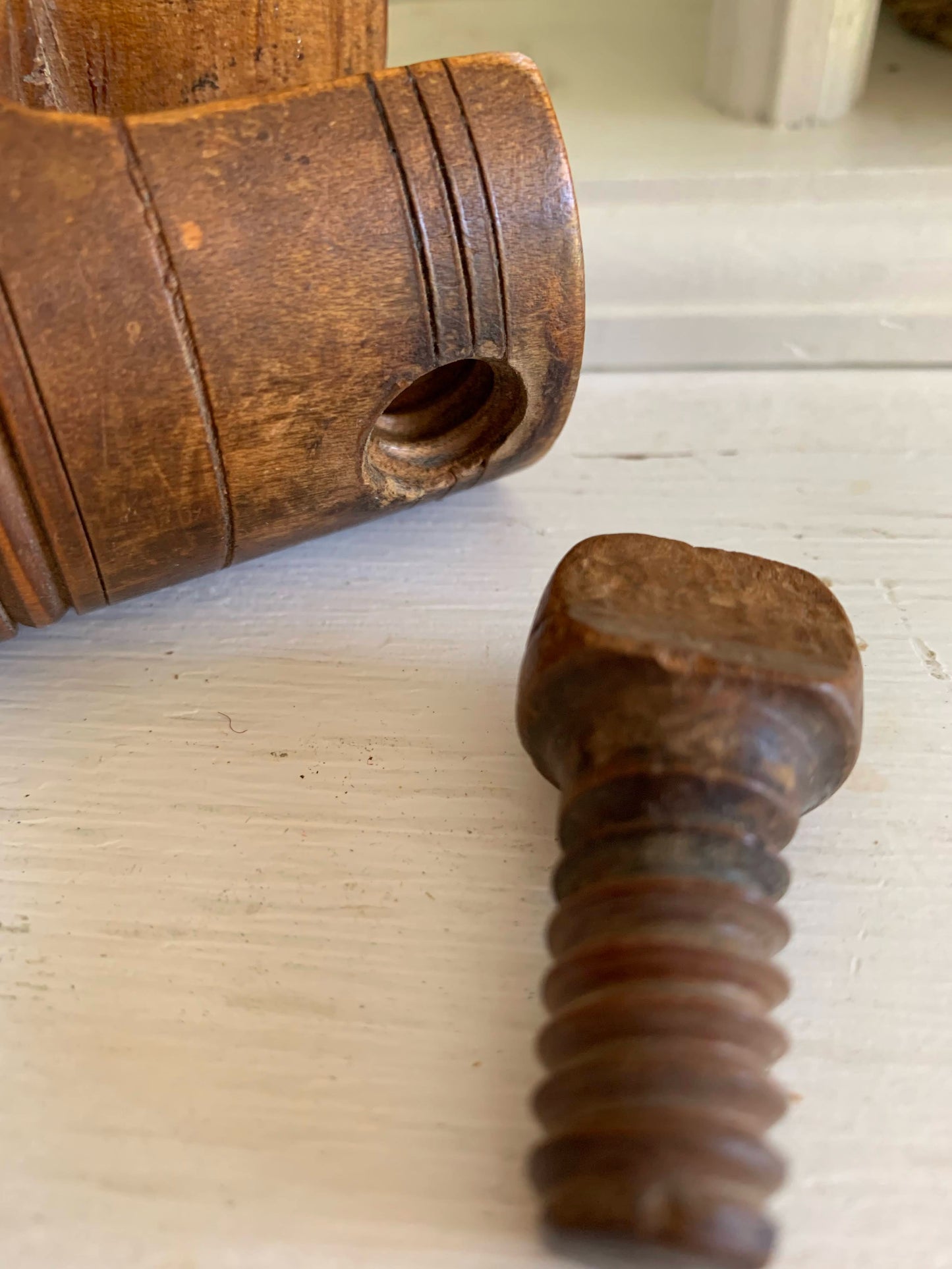 Antique Wood & Silk Sewing Clamp