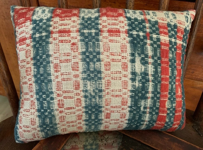 Antique Coverlet Swiss Cross Pillow