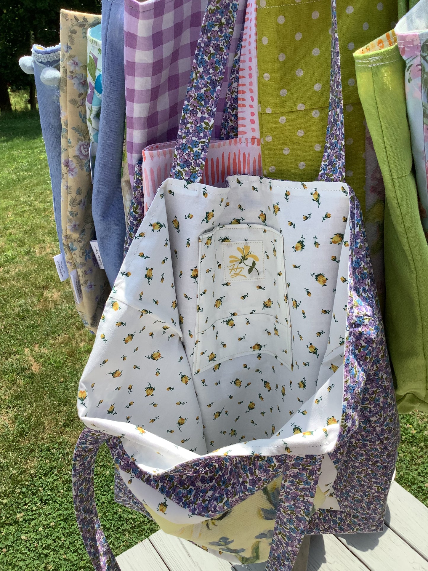 Lavender & Bees Ditsy Floral Market Tote Bag