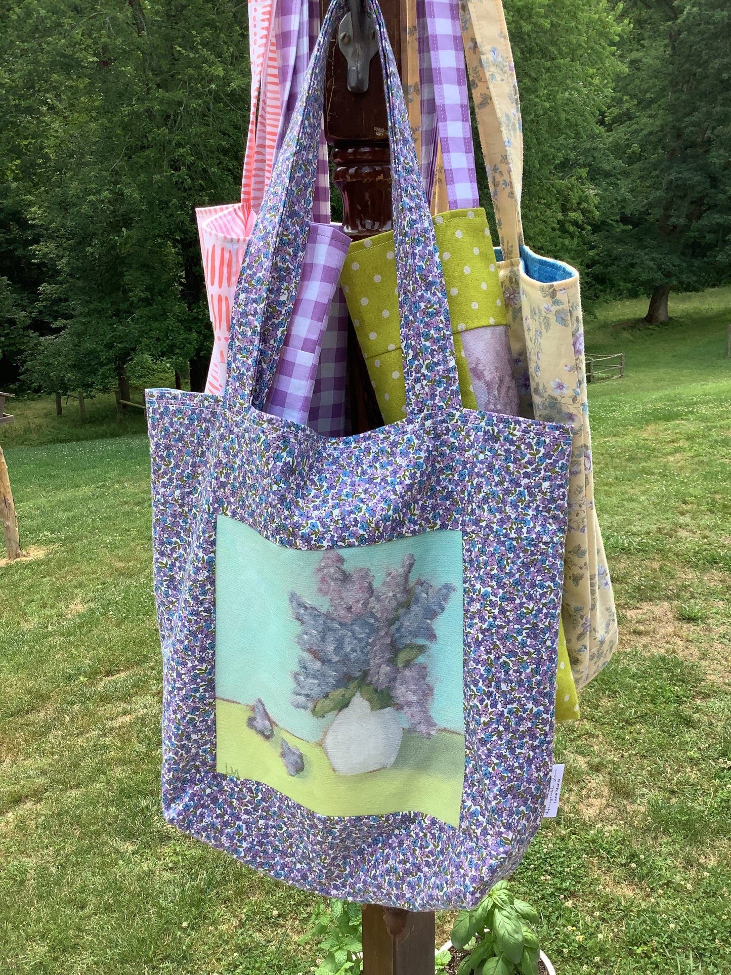 Lilac Ditsy Floral Market Tote Bag