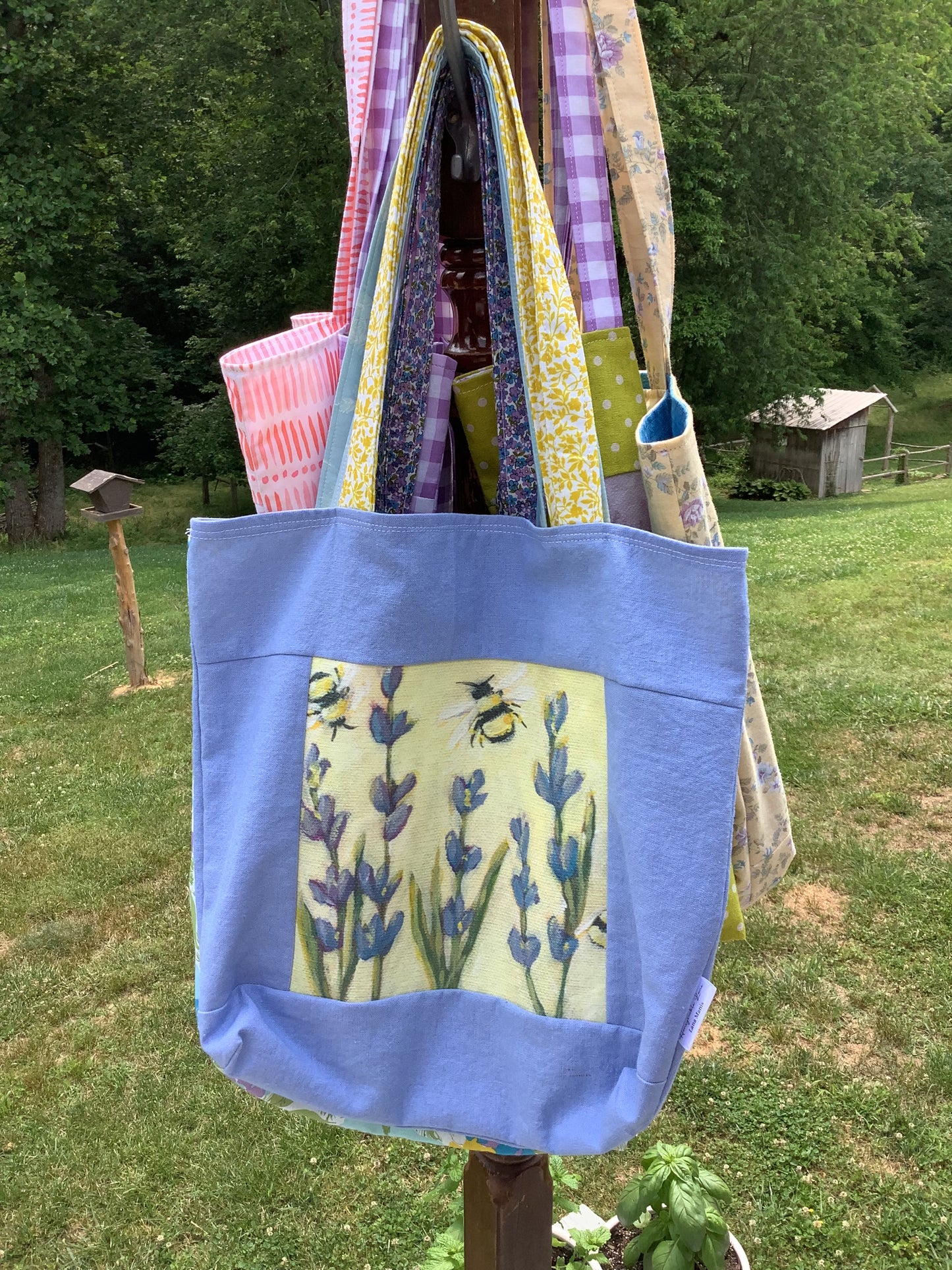 Bees & Lavender Floral Market Tote Bag