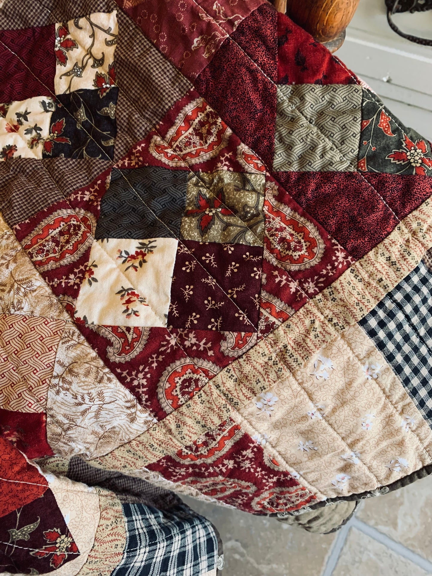 Four-Patch on Point Rustic Cabin Quilt