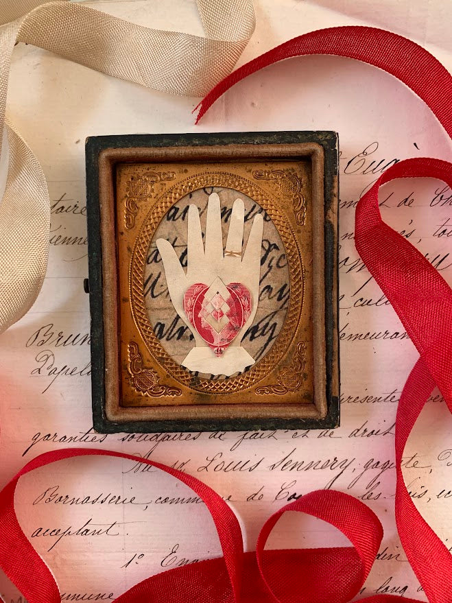 Heart in Hand in Daguerreotype Case Frame