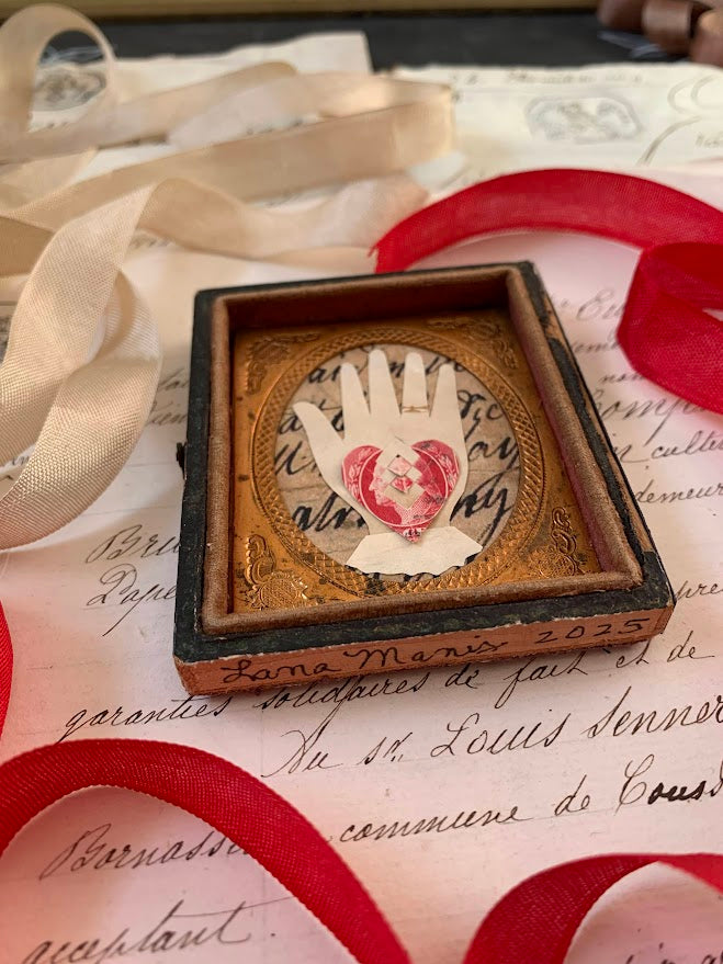 Heart in Hand in Daguerreotype Case Frame