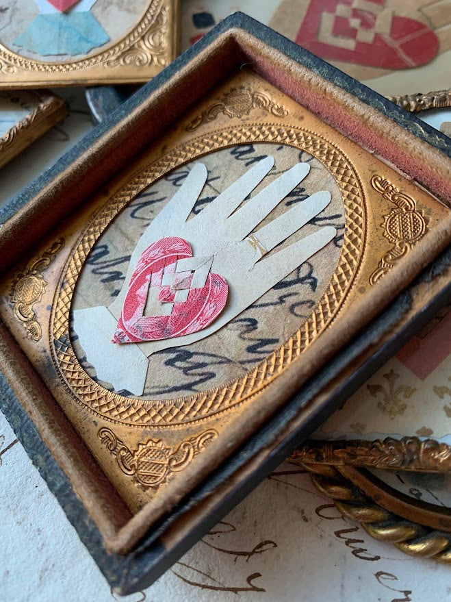 Heart in Hand in Daguerreotype Case Frame