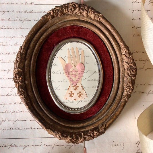 Heart in Hand Papercutting / Vintage Plaster Frame