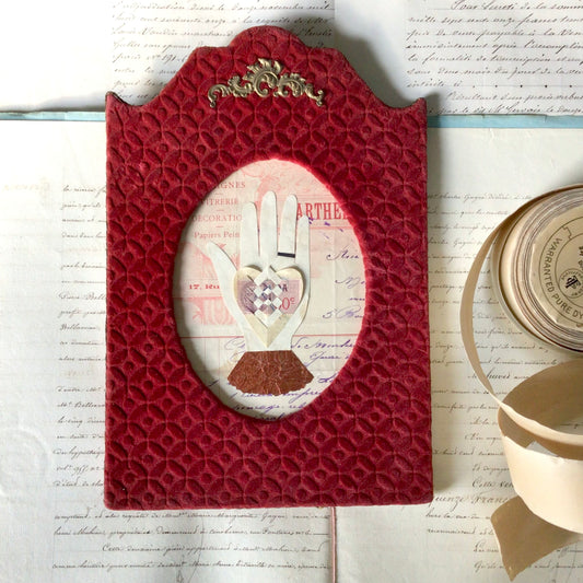 Heart in Hand Papercutting / Embossed Velvet Frame