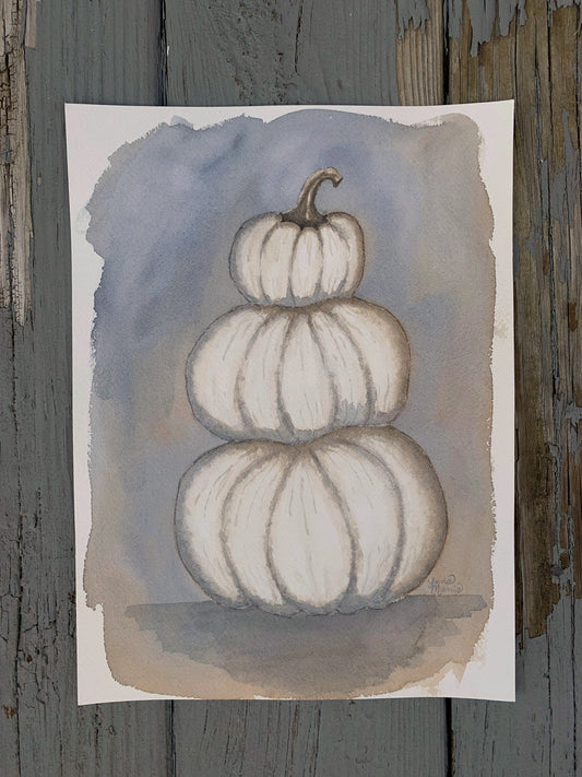 Stacked Lumina Pumpkins Watercolor