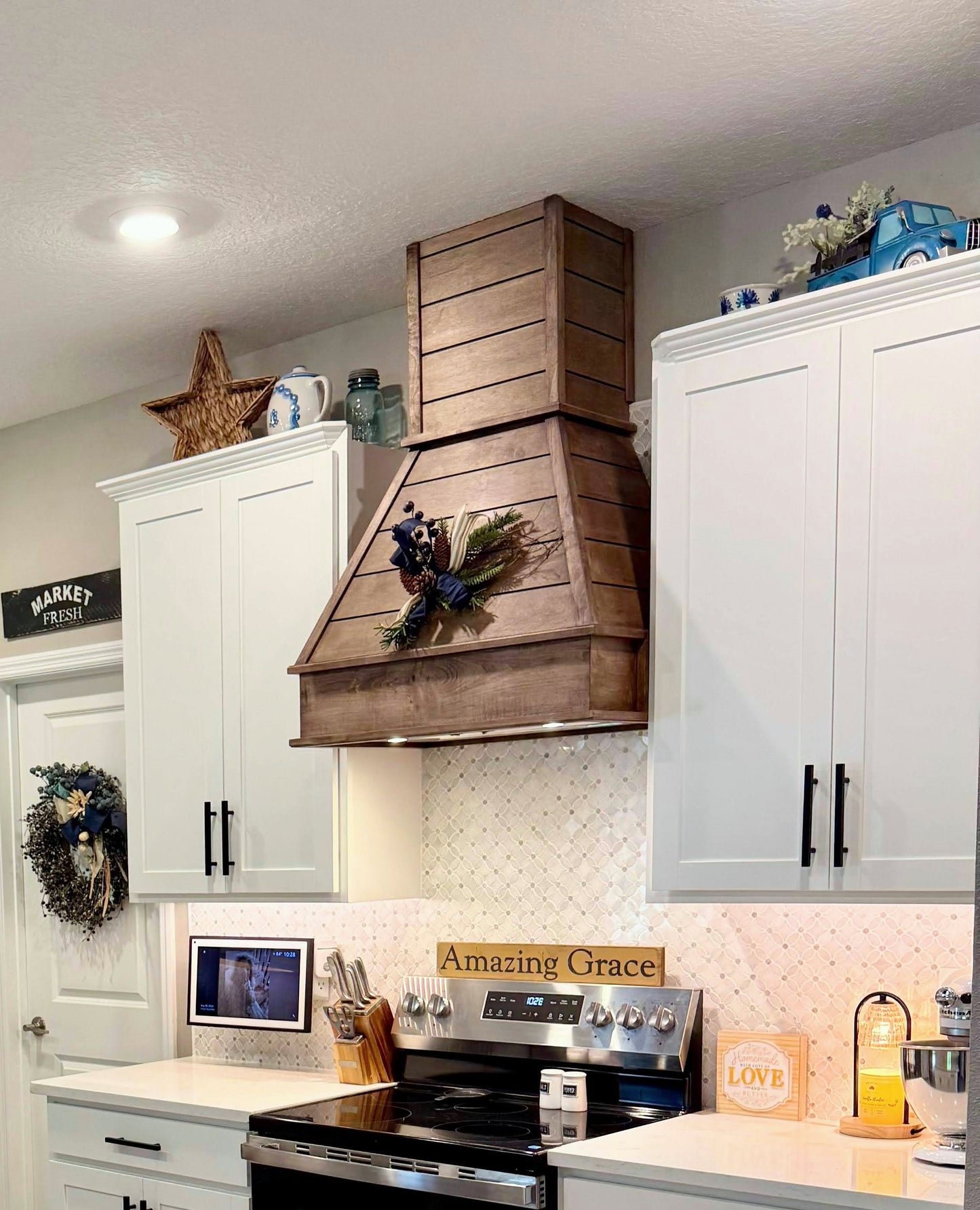 Custom Handcrafted Range Cover - Style: Shiplap / Traditional Chimney
