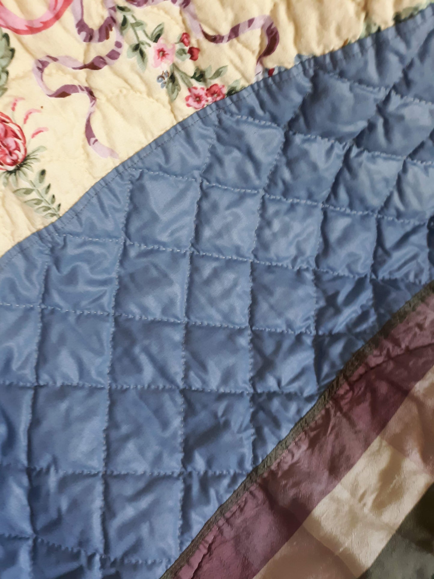 Rose Cottage Quilt - Hand Quilted - cotton & silk