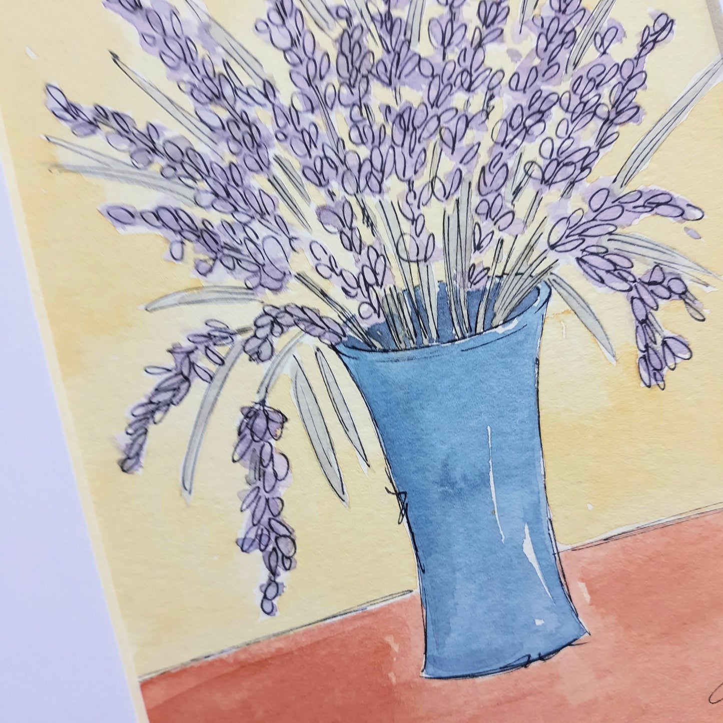 Lavender in Vase #2 Watercolor Painting