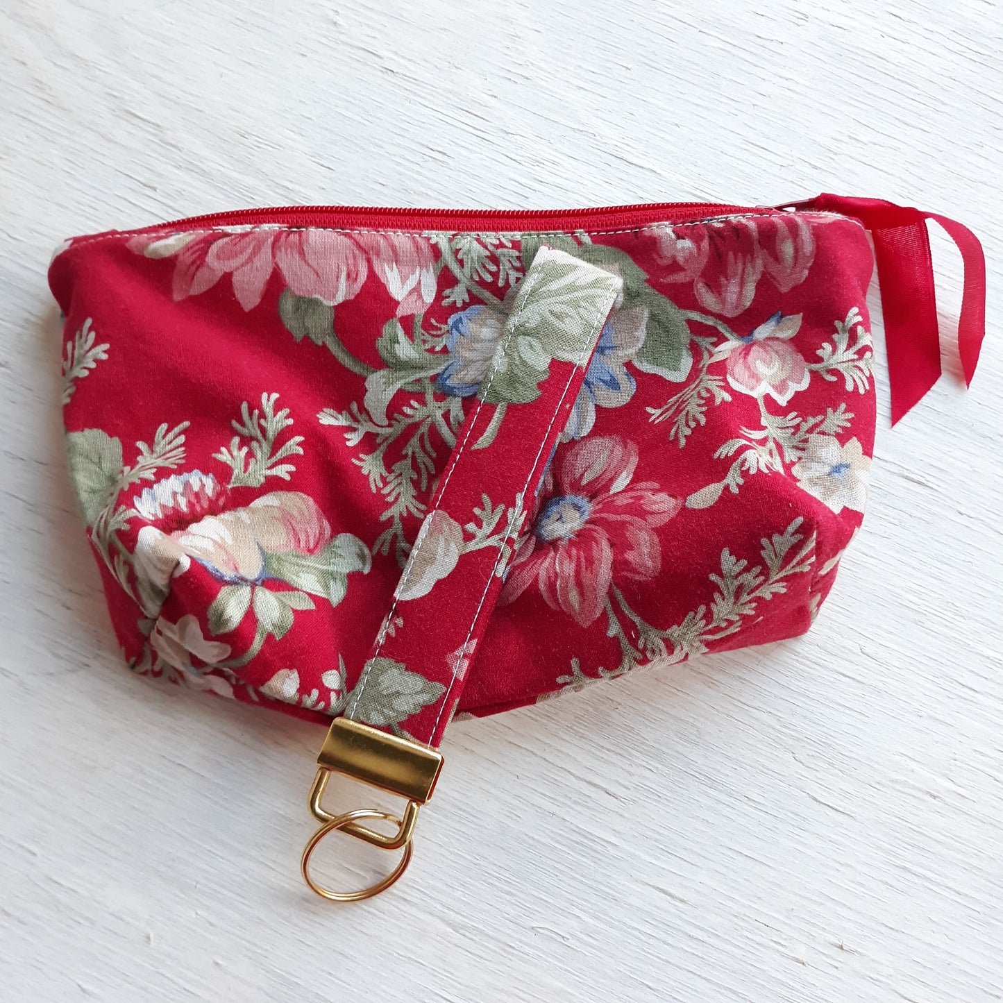 Floral Zipper Pouch with optional Key Fob