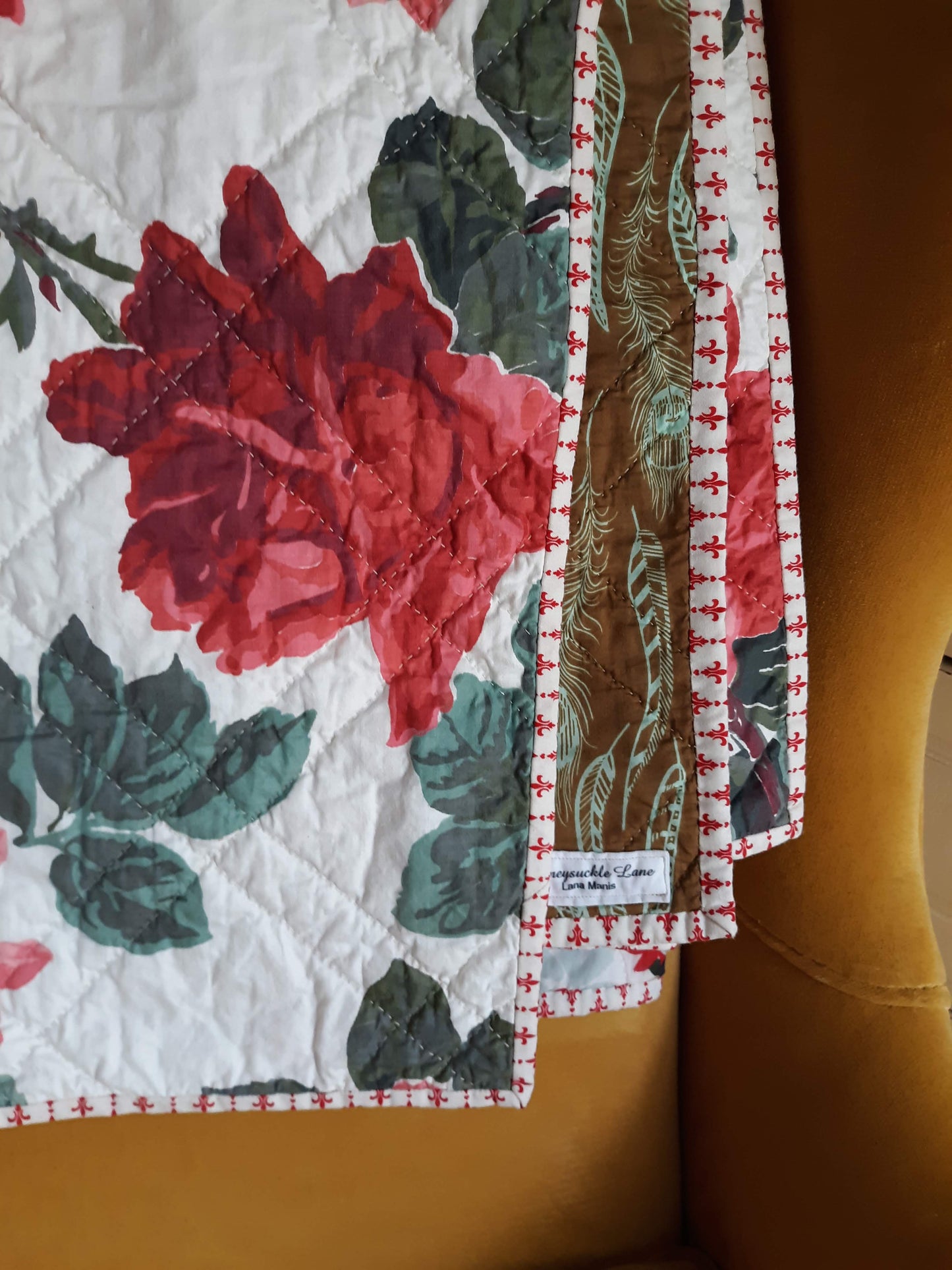 Rose Cottage Quilt - Hand Quilted - cotton & silk