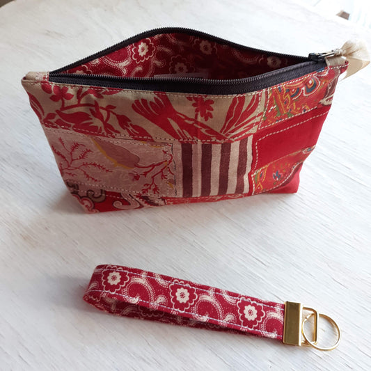French General Fabric Zipper Pouch with optional Key Fob