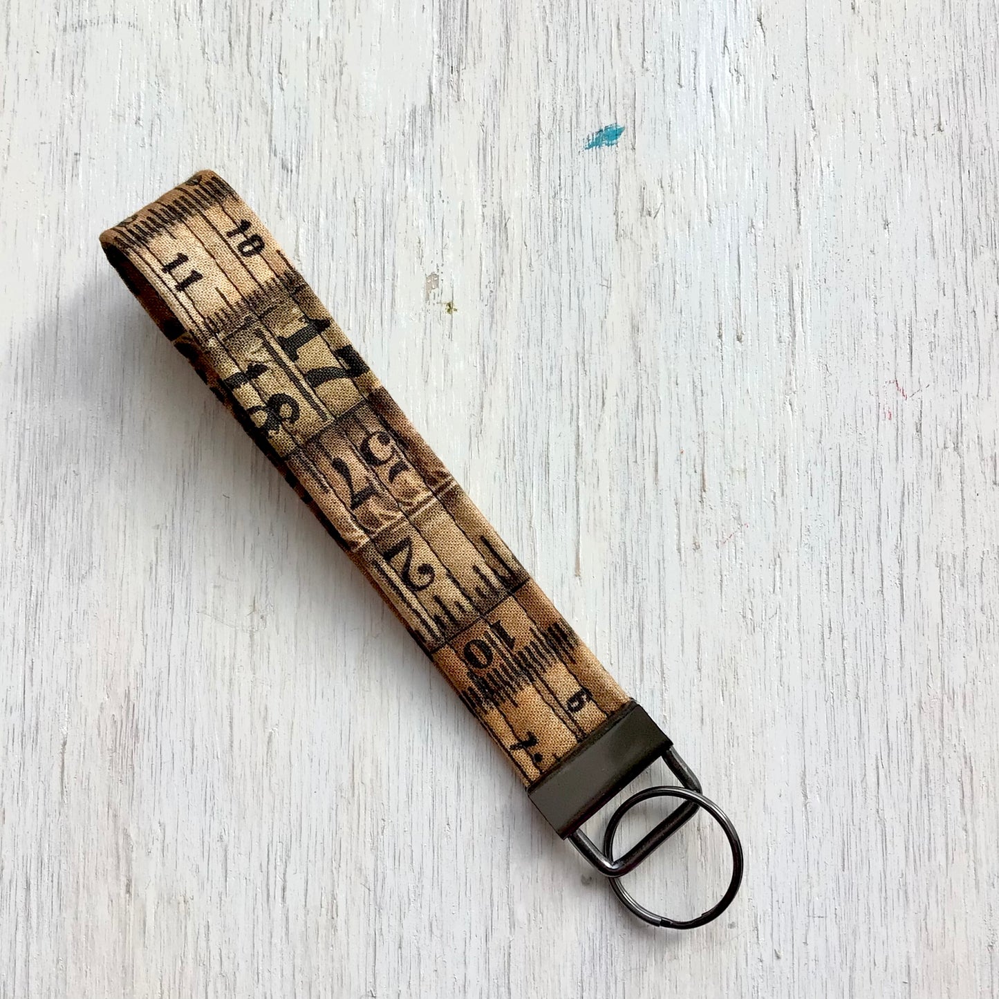 Key Fob - Rustic Measuring Tape Fabric