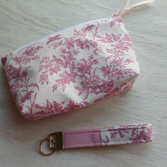 Toile Zipper Pouch with optional Key Fob