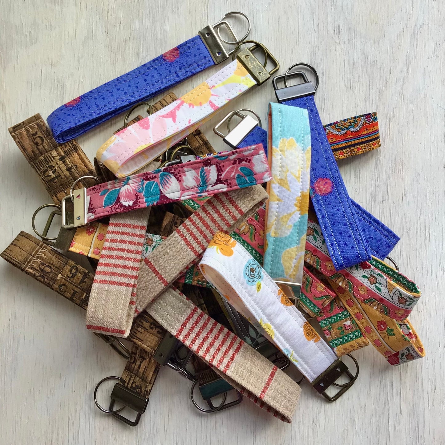 Small Key Fob - Vintage Floral Fabric