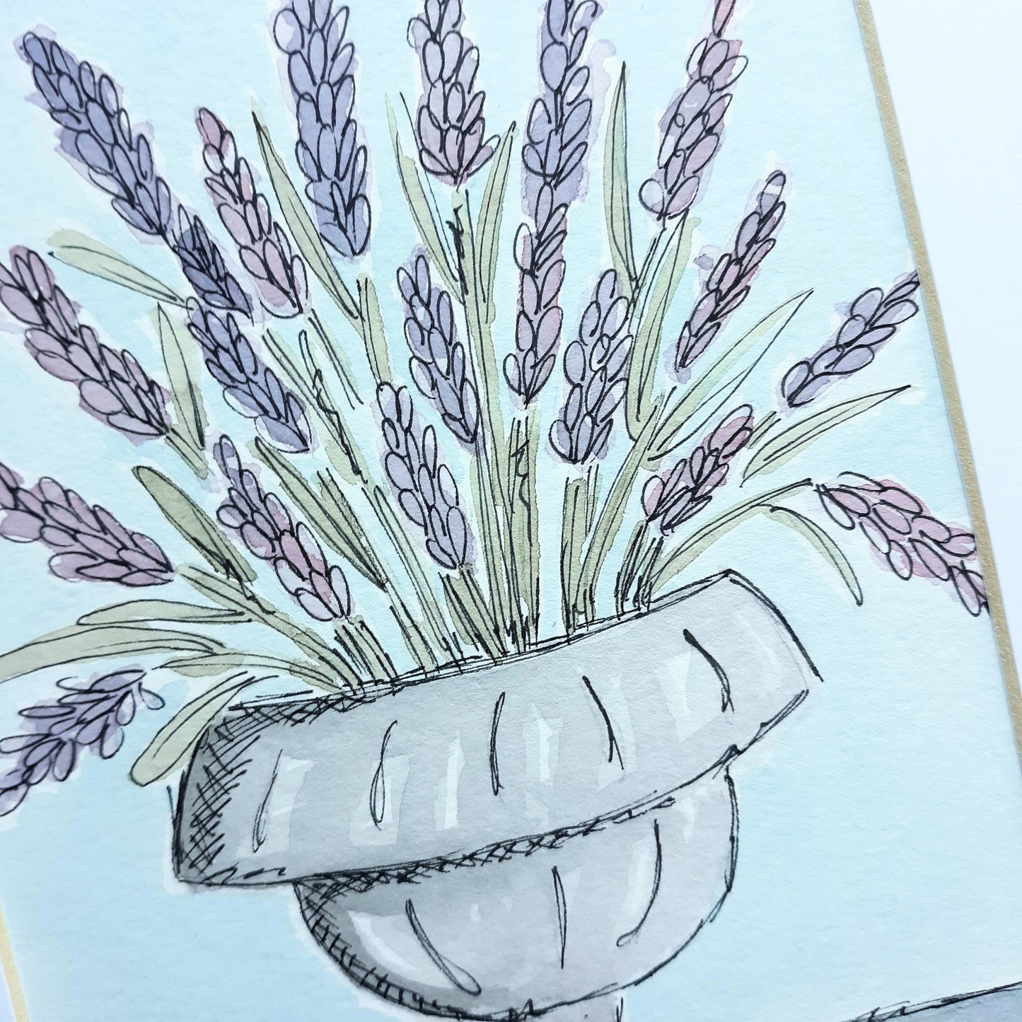 Lavender in Urn #1 Watercolor Painting