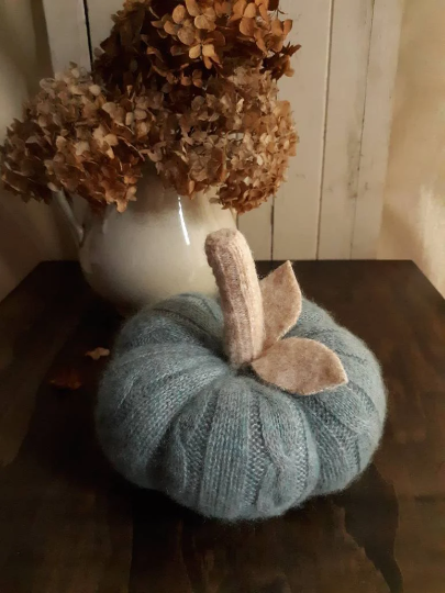 Farmhouse Blue Wool Pumpkin