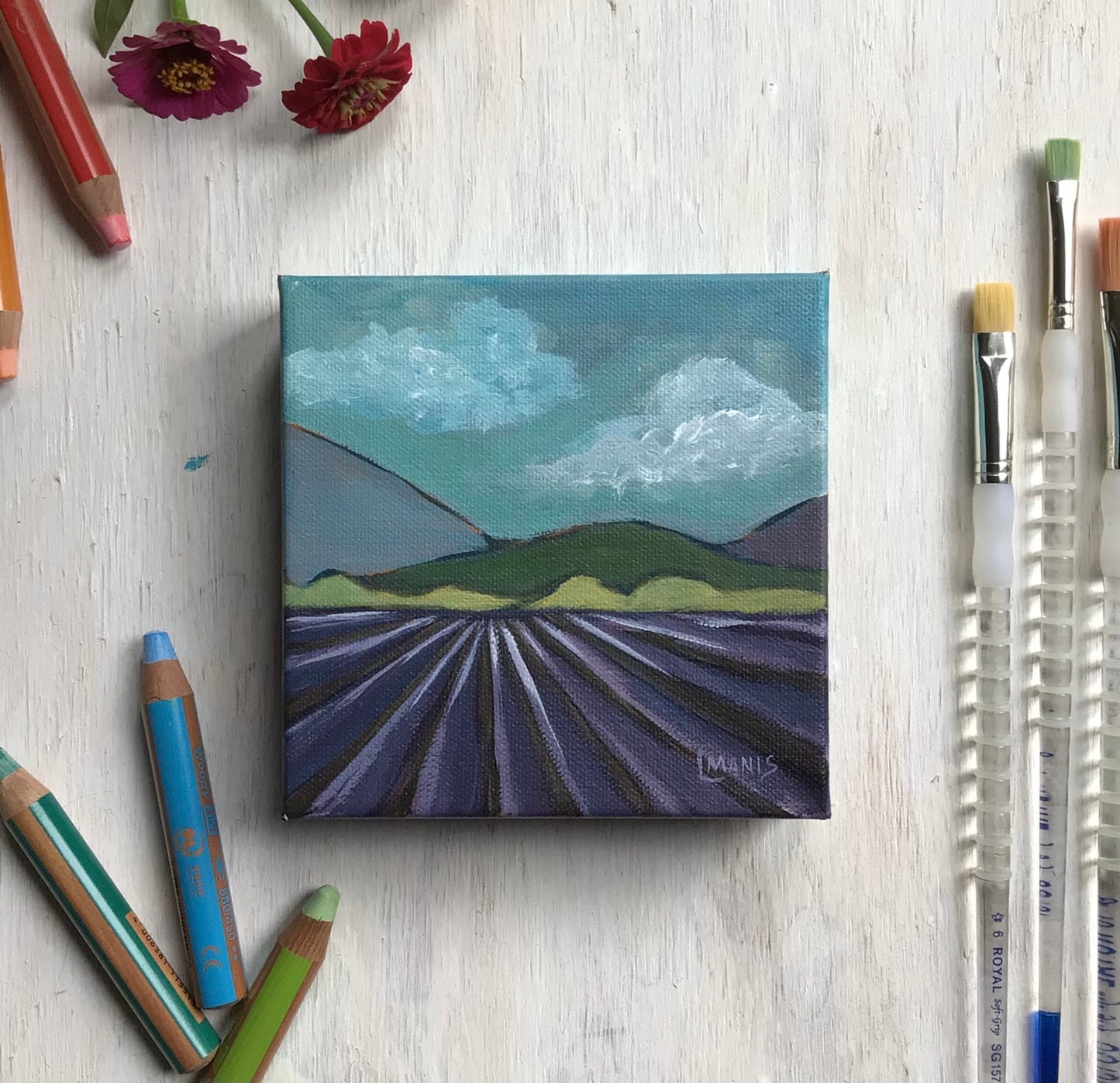 Lavender Fields Landscape Painting