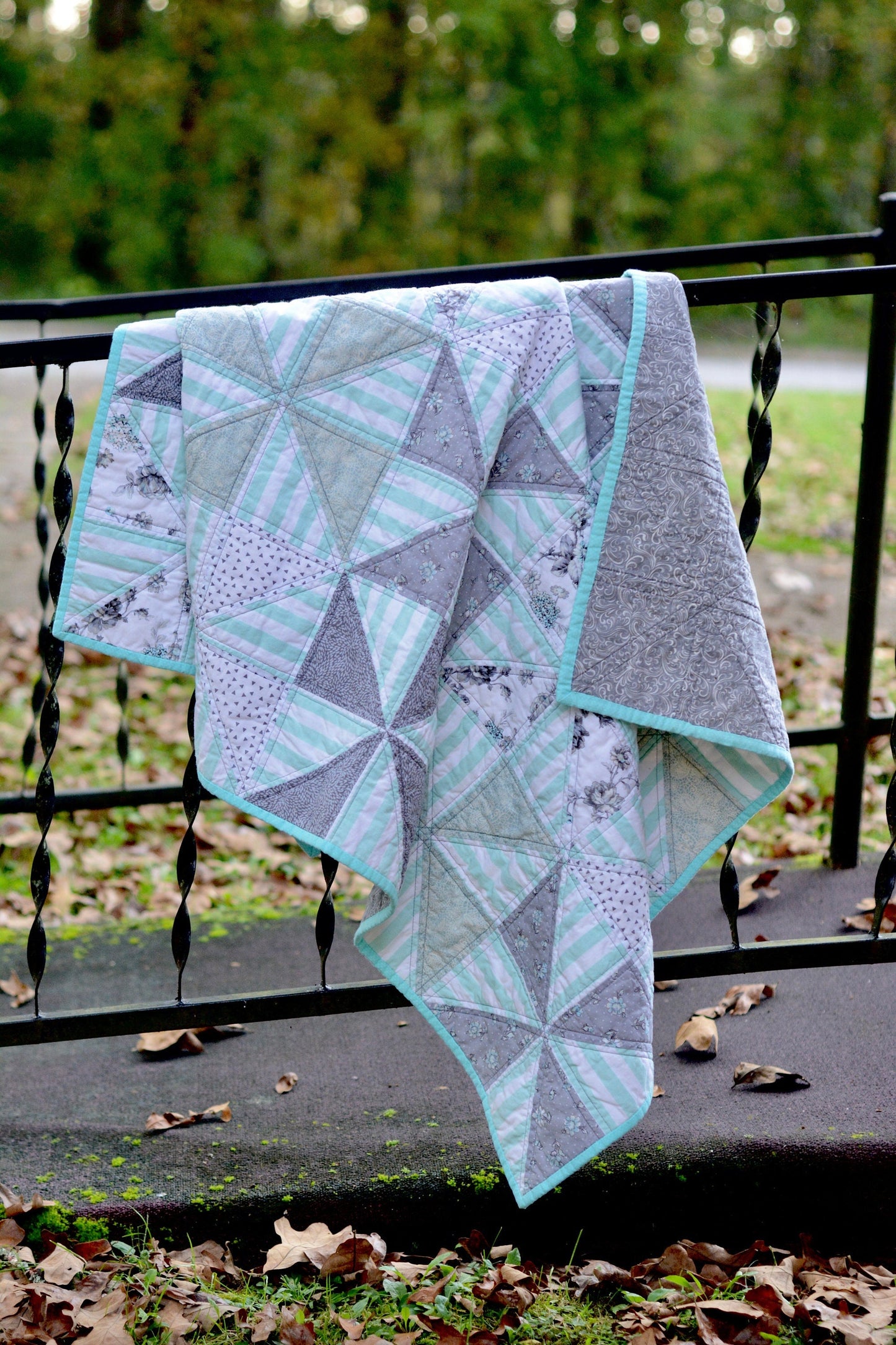 Coastal Pinwheels Throw Quilt